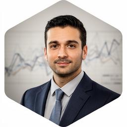 Porträt von Tobias Menzel mit Chartdarstellung und neutralem Hintergrund